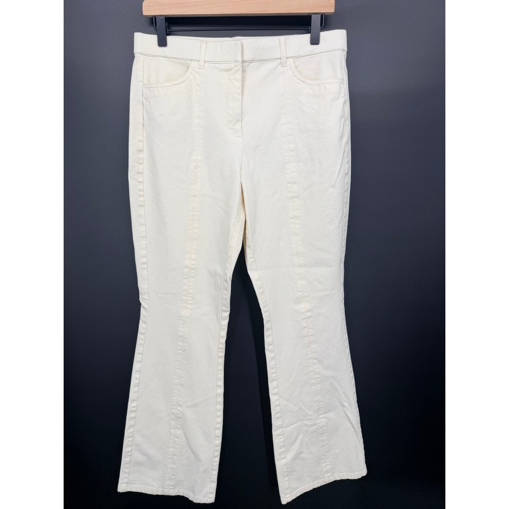 Isaac Mizrahi Live! Flare Pants Women 10 Cream Excellent Stretch Seam Detail